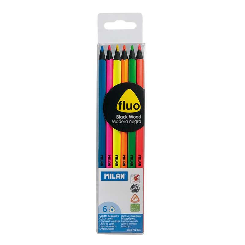 Milan Fluo Lapices Triangulares de Colores - Mina 2.9mm - Ergonomicos - Resistente a la Ro