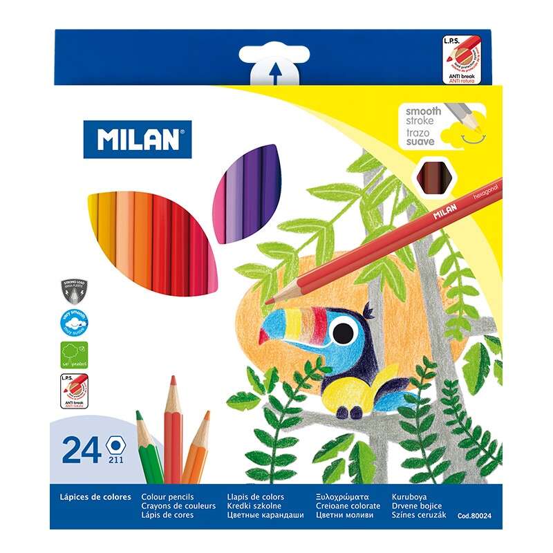 Milan Lapices Hexagonales de Colores - Mina 2.9mm - Trazo Uniforme - Resistente a la Rotu