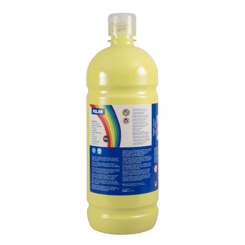 Tinta têmpera Milan em frasco - 1000ml - Tampa doseadora - Secagem rápida - Misturável - Amarelo limão