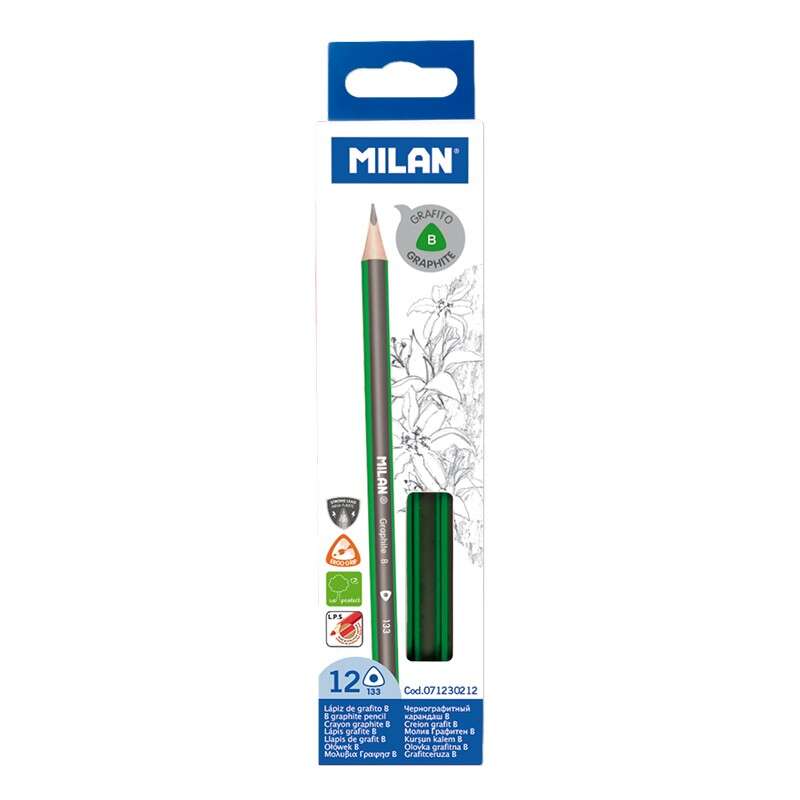 Milan Lapices de Grafito Triangulares - Mina B de 2.4mm - Resistente a la Rotura - Para E