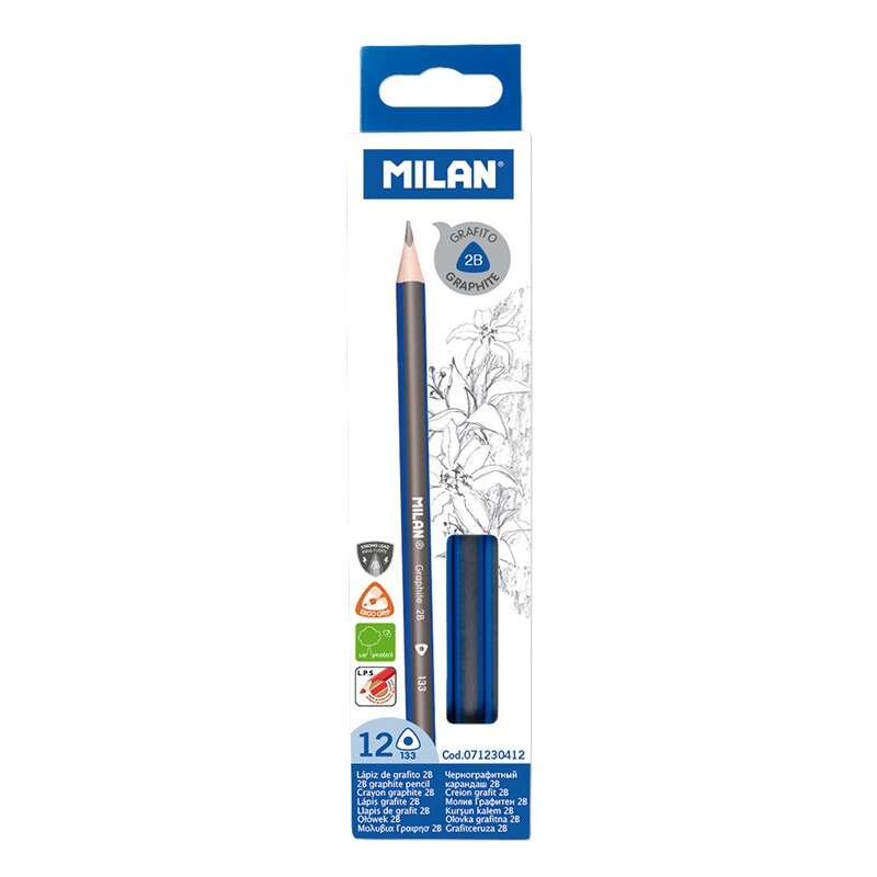 Milan Lapices de Grafito Triangulares - Mina 2B de 2.4mm - Resistente a la Rotura - Recom