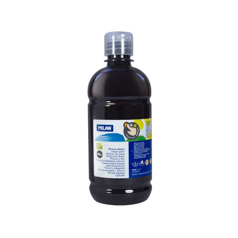 Tinta para dedos Milan - Frasco de 500ml - Fácil aplicação - Misturável - Preto