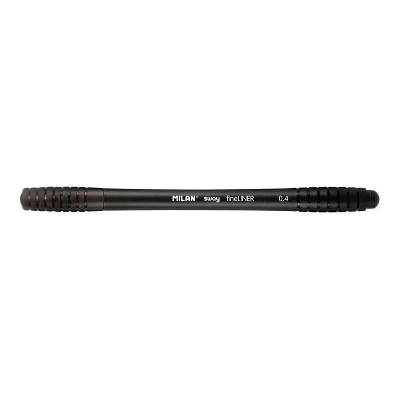 Stylo feutre Milan Sway Fineliner - Pointe fine 0,4 mm - Ergonomique - Encre à base d'eau - Noir