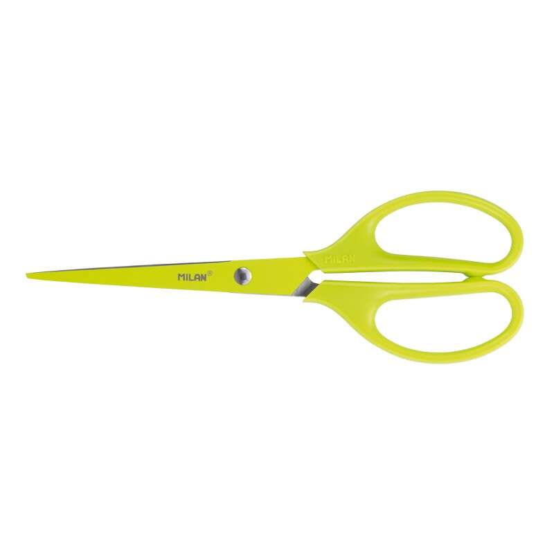 Ciseaux de bureau Milan Acid avec lame en acier inoxydable - Manche symétrique en plastique - Longueur 17 cm - Jaune