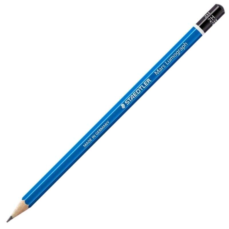Crayon graphite hexagonal Staedtler Mars Lumograph 100 - Mine 2H ultra-résistante de 2 mm - Bois