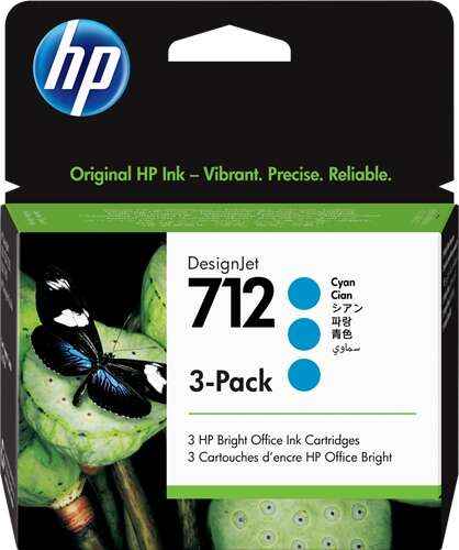 HP 712 Cyan Pack de 3 Cartuchos de Tinta Originales - 3ED77A - Prinkweb