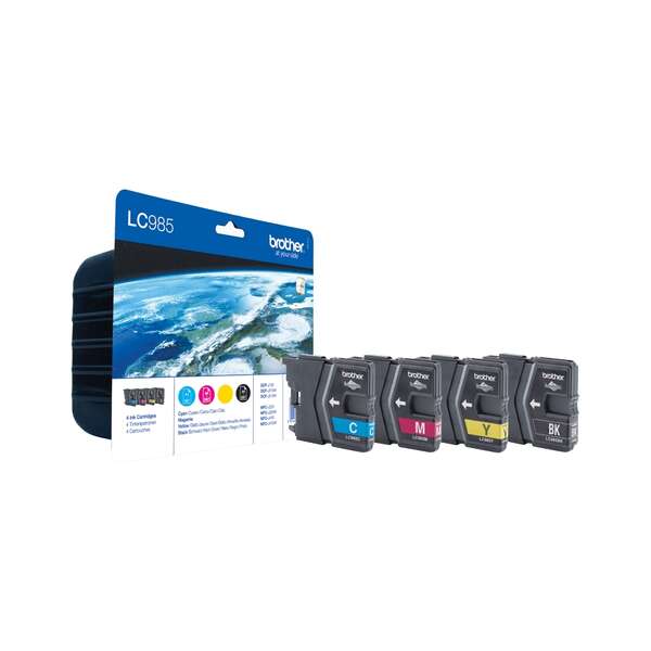 Brother LC985 Pack de 4 Cartuchos de Tinta Originales - LC985VALBP - Prinkweb