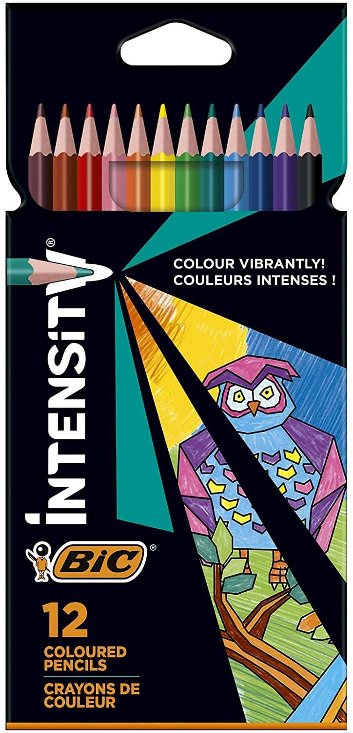 Bic Intensity Color Up Caja de 12 Lapices Triangulares de Colores Surtidos - Fabricados en Resina