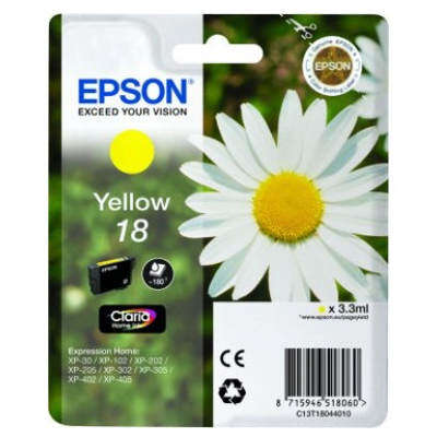 Epson T1804 (18) Amarillo Cartucho de Tinta Original - C13T18044012 - Prinkweb