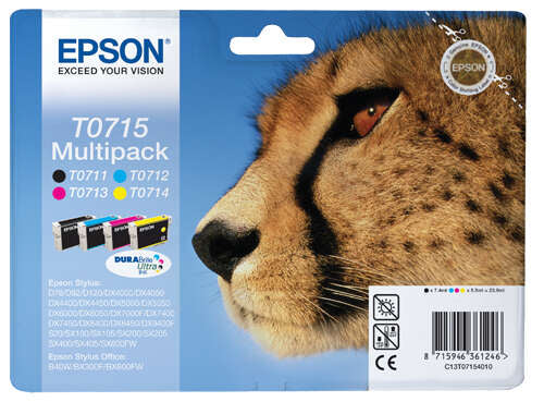 Epson T0715 Pack de 4 Cartuchos de Tinta Originales - C13T07154012 - Prinkweb