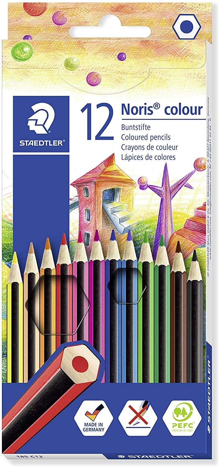Staedtler Noris Colour 185 Lapices Hexagonales de Colores - Fabricados en Wopex - Muy Res