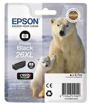 Epson T2631 (26XL) Negro Photo Cartucho de Tinta Original - C13T26314012 - Prinkweb