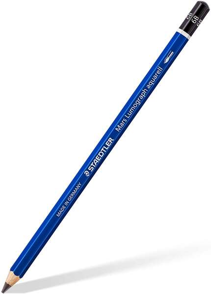 Staedtler Mars Lumograph Aquarell 100A Lapiz de Grafito - Mina 6B - Resistencia a la Rotura - Madera