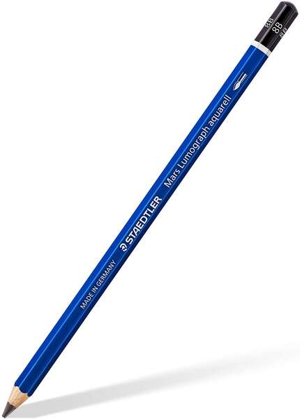 Crayon graphite Staedtler Mars Lumograph Aquarell 100A - Mine 8B - Résistant à la casse - Bois