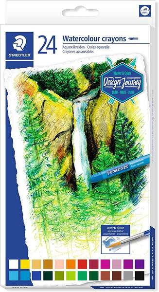 Crayons aquarelle Staedtler 223, paquet de 24 crayons de cire - Faciles à mélanger - Extrêmement tendres