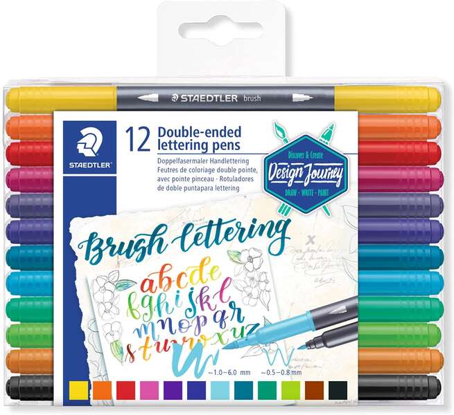 Staedtler 3004 Rotuladores de Doble Punta para Lettering - Colores Surtidos