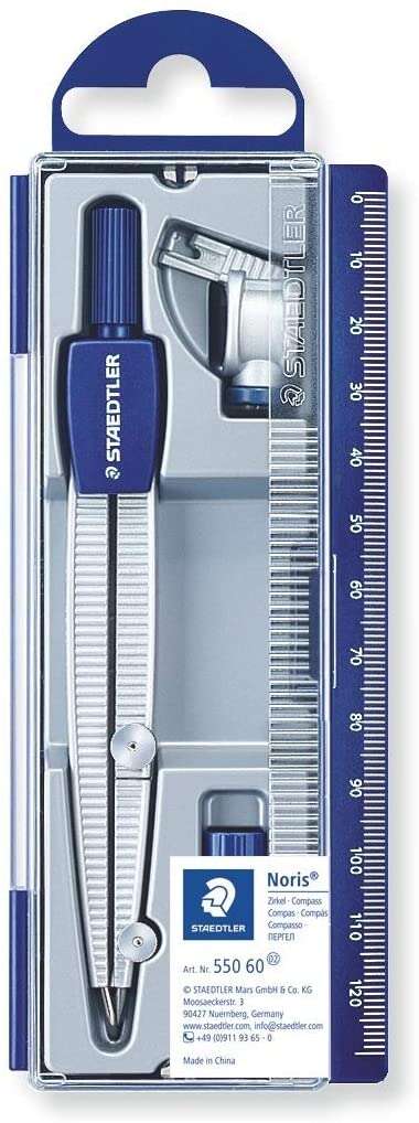 Compasso de Precisão Staedtler Noris 550 60 - Diâmetro Máximo 300mm - Para Iniciantes em Desenho