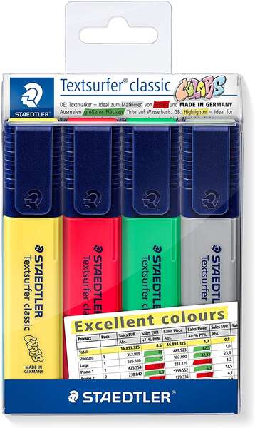 Staedtler Textsurfer Classic 364 Marcadores Fluorescentes - Punta Biselada 1 - 5mm Aprox