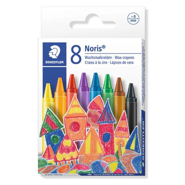 Staedtler Noris 220 - Embalagem de 8 lápis de cor redondos - Diâmetro 8mm - Resistentes à quebra - Cores sortidas