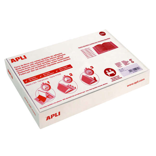 Apli Pack 10 unidades0 unidades Forros de Libros con Solapa Ajustable 290 mm - PVC - Forra en 3 Pasos - Prinkweb