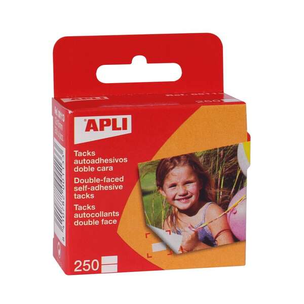 Lot de 250 punaises autocollantes double face Apli 12 x 16 mm - Idéales pour les photos, le scrapbooking et les loisirs créatifs - Sans acide