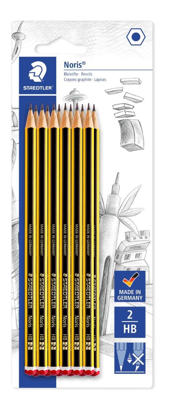 Staedtler Noris 120, paquet de 12 crayons graphite hexagonaux HB - Résistance à la casse - Bois