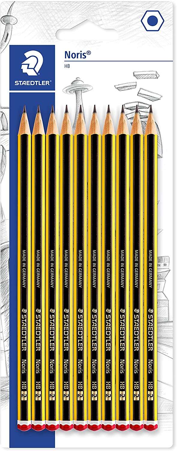 Staedtler Noris 120, paquet de 10 crayons graphite hexagonaux HB - Résistance à la casse - Bois