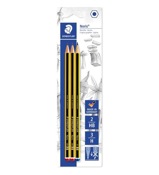 Staedtler Noris 120, lot de 3 crayons graphite hexagonaux - Pierres assorties - Force à