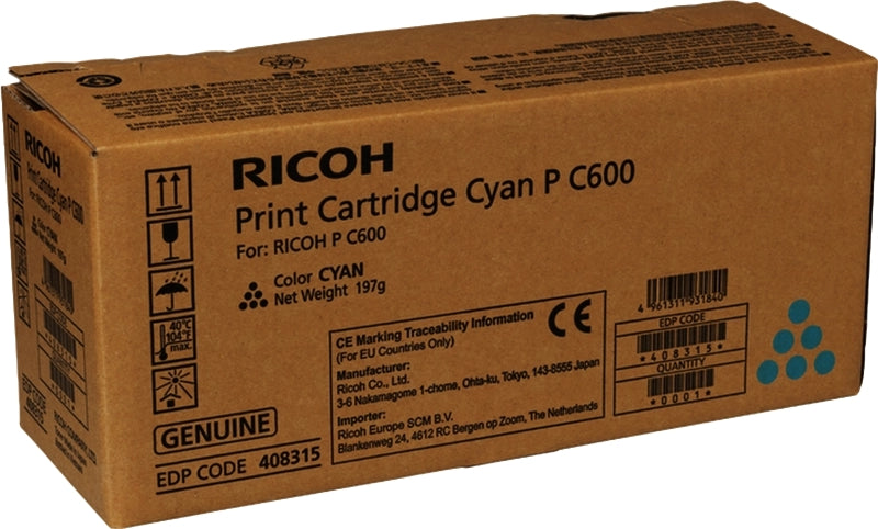 Ricoh PC600 Cyan Cartucho de Toner Original - 408315/P C600C - Prinkweb