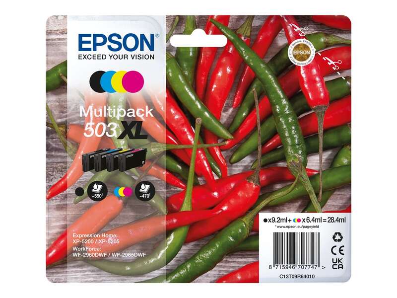 Epson 503XL Pack de 4 Cartuchos de Tinta Originales - C13T09R64010 - Prinkweb