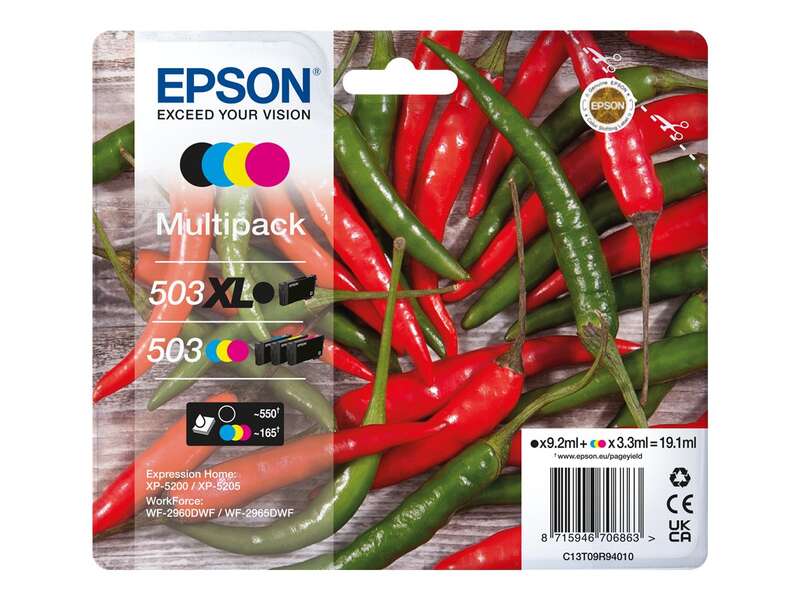 Epson 503XL/503 Pack de 4 Cartuchos de Tinta Originales - C13T09R94010 - Prinkweb