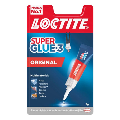 Loctite Super Glue-3 Original kola garden instantaneoa 3 g — erresistentzia hirukoitzeko formula — 3 segundotan lehortzen da — buxaduraren aurkako tapoia — 2640968