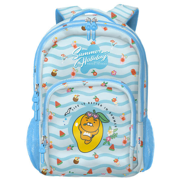 Sac à dos scolaire Dohe Kakao Friends pour les vacances d'été - Grand format - 3 compartiments - Poches latérales - Bretelles rembourrées et réglables - Compatible avec une valise à roulettes