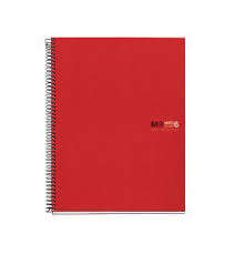Miquel Rius Notebook6 Cuaderno de Espiral Formato A5 - 150 Hojas de 70gr Microperforadas con 2 Taladros - Cubiertas de Polipropileno - Cuadricula 5x5 - Color Rojo - Prinkweb