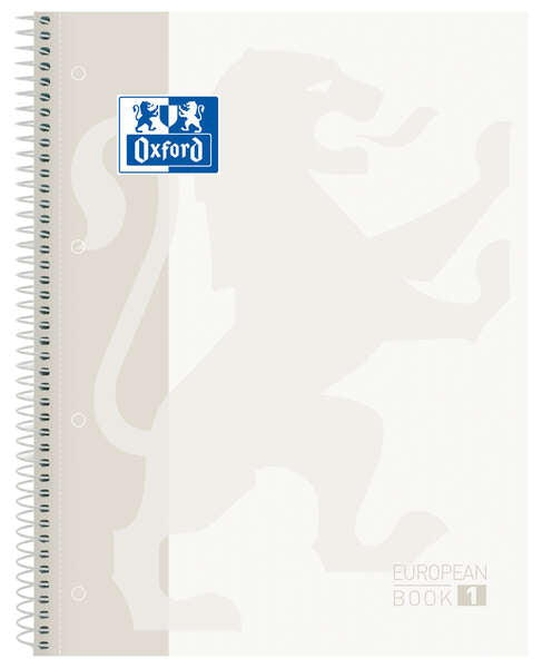 Oxford Europeanbook 1 Cuaderno Espiral Formato A4+ Cuadriculado 5x5mm - 80 Hojas - Banda de Color - Tapa Extradura Brillante - Color Blanco - Prinkweb