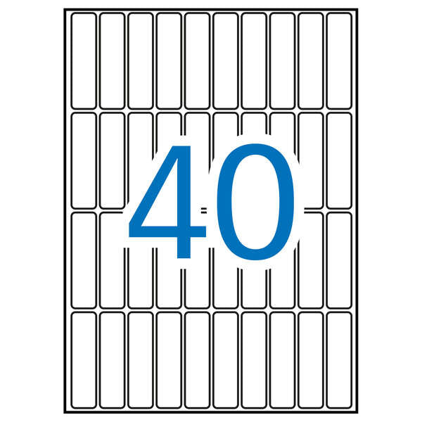 Etiquetas brancas Apli A5, 13,0 x 50,0 mm, 15 folhas