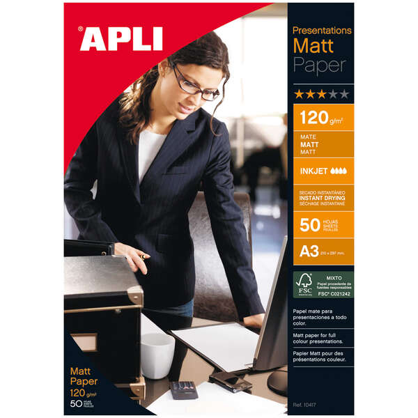 Apli Papel Fotografico Matt A3 120g 50 Hojas - Prinkweb