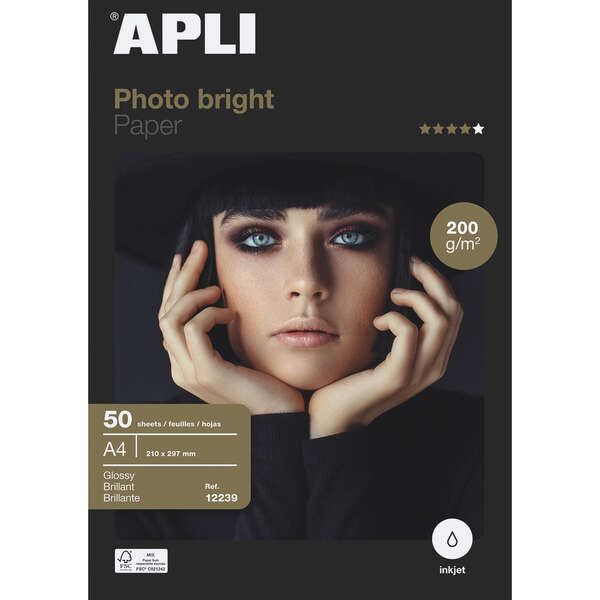 Apli Papel Fotografico Photobright A4 200g 50 Hojas - Prinkweb