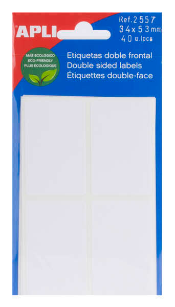 Apli Etiquetas Doble Frontal Blancas 34.0 x 53.0mm