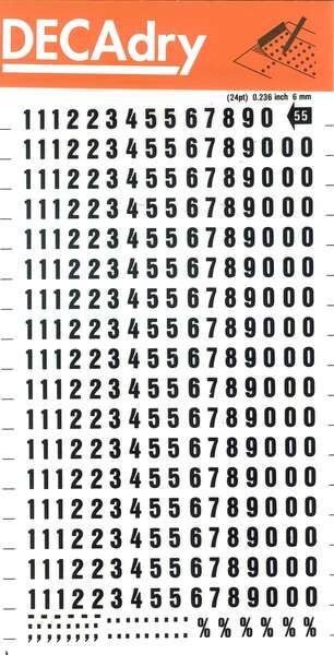 Apli Numeros Transferibles - 6mm de Tamaño - 316 Caracteres - Facil Aplicacion y Durabilidad - Negro - Prinkweb