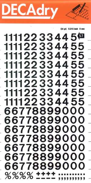 Apli Numeros Transferibles - 8mm - Facil Aplicacion - Negros Intensos - 204 Caracteres - Negro - Prinkweb
