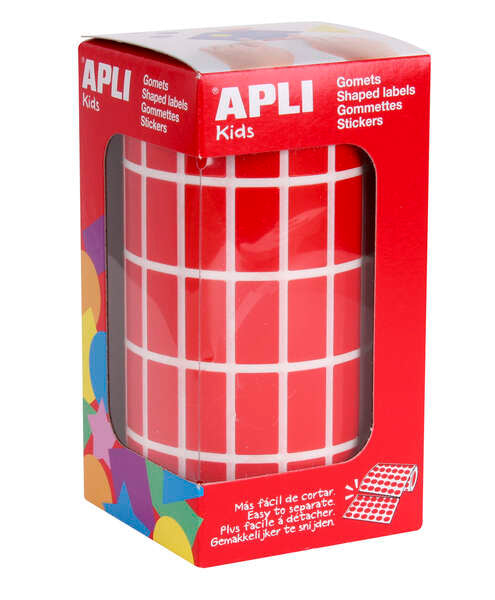 Autocollants rectangulaires rouges Apli - 20 x 10 mm - 59 feuilles prédécoupées - 3 540 autocollants par rouleau - Idéal pour les activités des enfants - Conforme aux normes de qualité et de sécurité