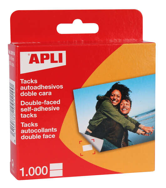 Lot de 1000 punaises autocollantes double face Apli - Format 12 x 16 mm - Idéales pour les loisirs créatifs et le scrapbooking - Sans acide