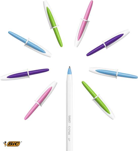 Canetas Esferográficas Bic Cristal Up, Embalagem de 20 - Ponta de 1,2 mm - Tinta à base de óleo - Corpo branco