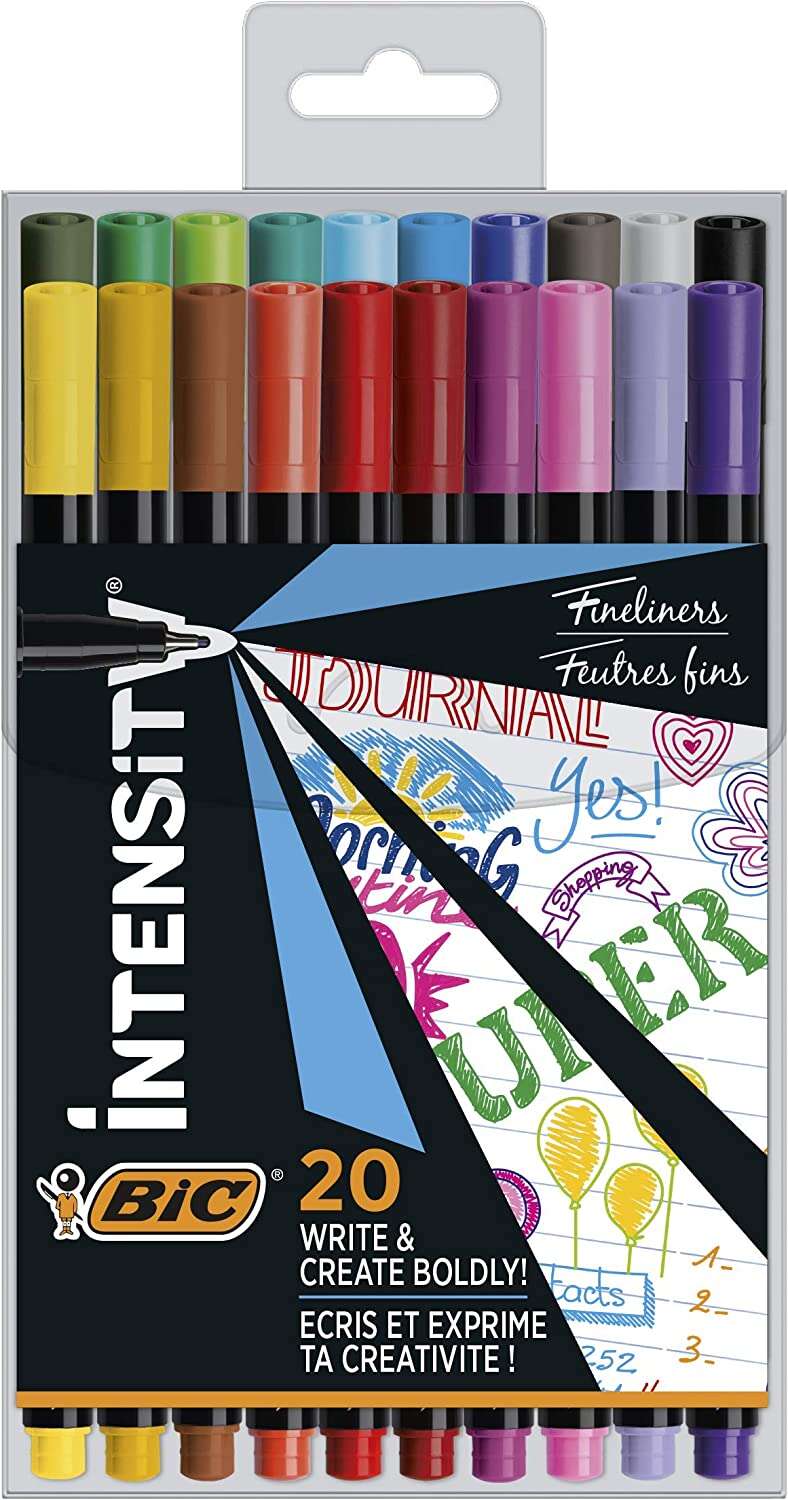 Bic Intensity Fine Rotuladores - Punta Fina de 0.8mm - Trazo de 0.4mm - Tinta con Base de