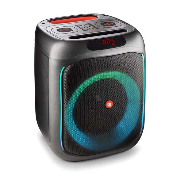 Enceinte portable NGS Wild Swag 80 W TWS Bluetooth 5.0 - Jusqu'à 10 heures d'autonomie - Entrées USB et auxiliaire - Éclairage LED - Noir