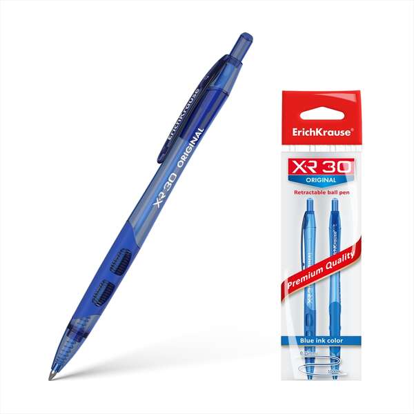 Lot de 2 stylos automatiques Erichkrause XR-30 originaux - Corps rond translucide - Pointe de 0 mm