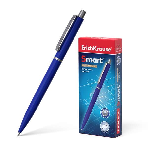 Caneta Esferográfica Automática Inteligente Erichkrause - Recarregável com Clipe Metálico - Ponta de 0,7 mm - Tinta de Secagem Rápida - Acabamento Mate e Acetinado - Azul - Quantidade: 12