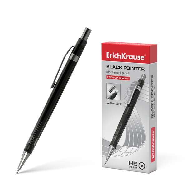 Porte-mine Erichkrause Black Pointer 0,5 mm - Style classique avec détails métalliques - Mine rétractable