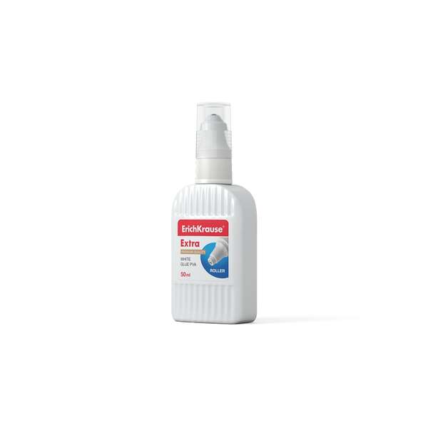 Colle PVA blanche Erichkrause en rouleau 50 ml - Forte adhérence - Applicateur à rouleau - Non toxique - Résistante au froid - Blanche